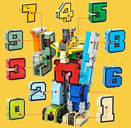 heya 15pcs Creative Assembling Educational Action Figures Transformers Number Robot Deform Plane Car Birthday Kids Gift Toys: Toys & Games