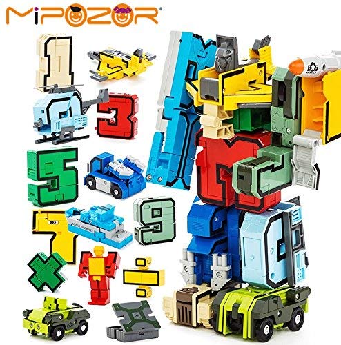 heya 15pcs Creative Assembling Educational Action Figures Transformers Number Robot Deform Plane Car Birthday Kids Gift Toys: Toys & Games