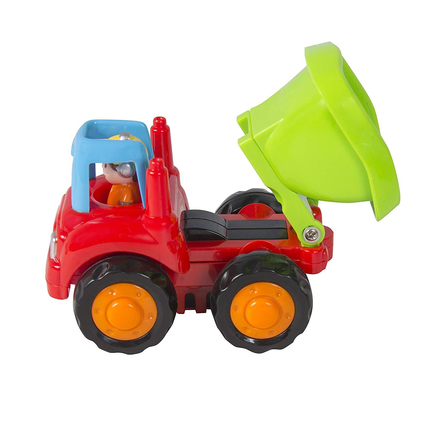 heya (Set of 4) Push and Go Friction Powered Car Toys,Tractor, Bull Dozer truck, Cement Mixer, Dump truck