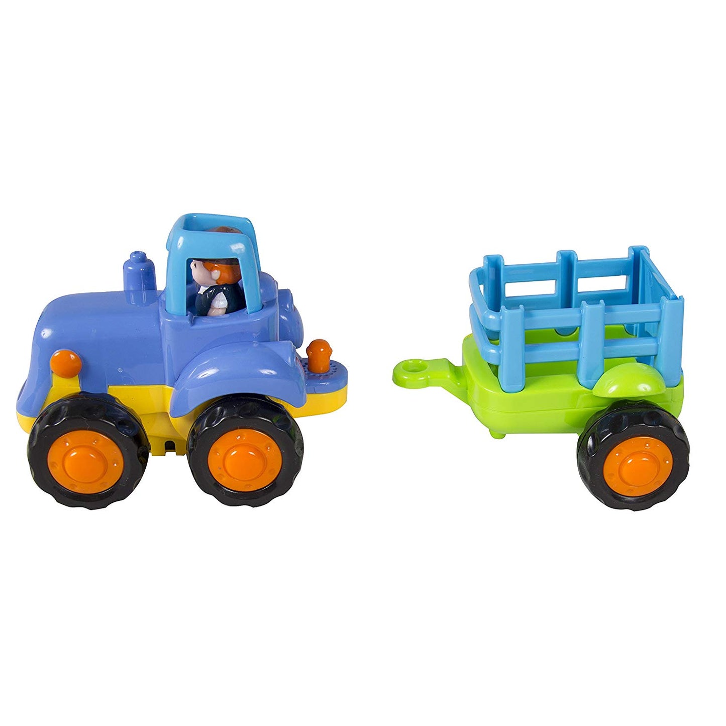 heya (Set of 4) Push and Go Friction Powered Car Toys,Tractor, Bull Dozer truck, Cement Mixer, Dump truck