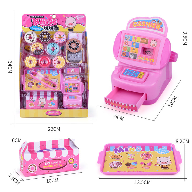Children's creative doughnut cake little toy girl simulation supermarket cash register toy