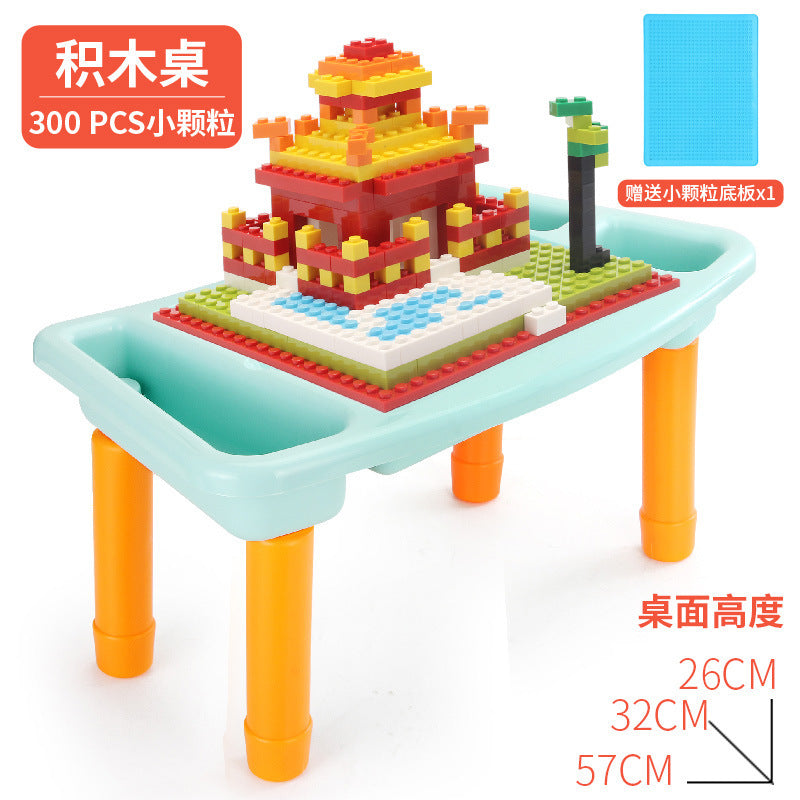 Children's building block table multi-functional learning table compatible with small and large particle building block children's puzzle early education game table