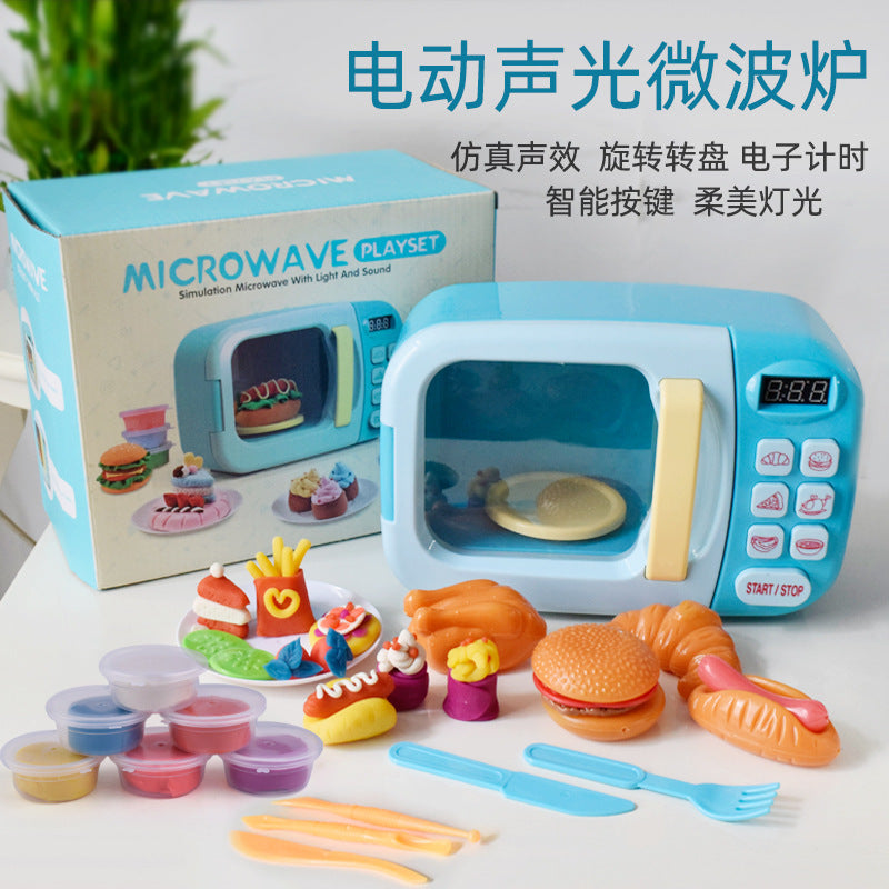 New children's plasticine mini kitchen simulation of small appliances oven microwave toys