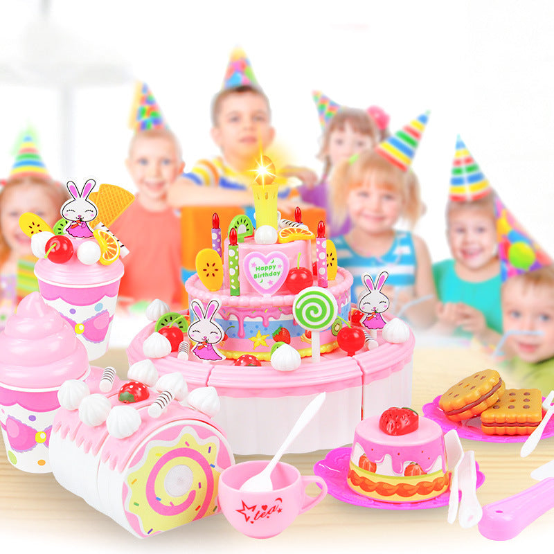 _ children play toy toy house DIY acousto-optic toy cake slice