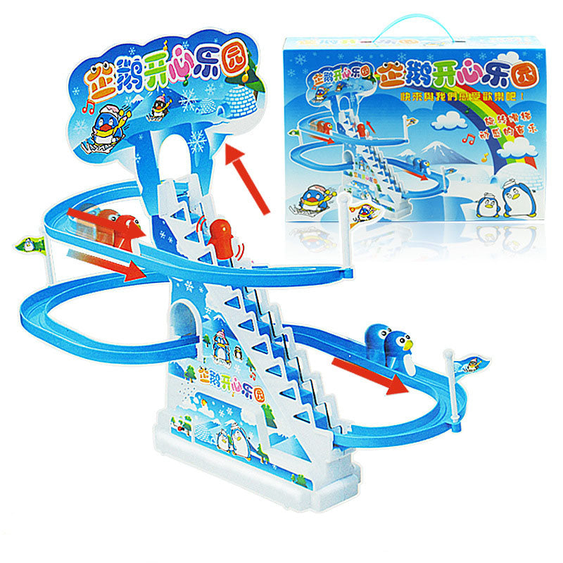 2018 Hot sale Children Electric Penguins Slide plastic track Racing Tunnel Scale DIY Assemble Model Kids Toys Gift Brinquedos
