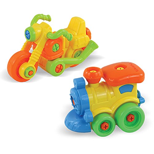 Kidwerkz Set of 7 Take Apart Toys - Dinosaurs, Helicopter, Train, Truck, Motorcycle - STEM Building