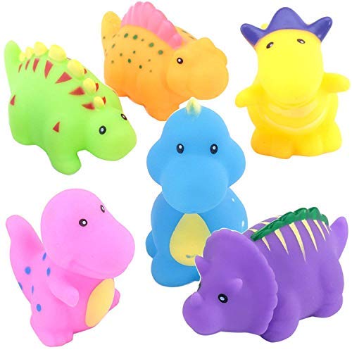 Bath Toys, 6-Pack Little Dinosaur Squirts Fun Bath Toys for Kids, Assorted Colors