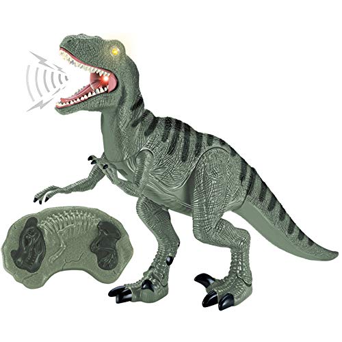 Dino Planet Remote Control R/C Walking Dinosaur Toy with Shaking Head, Light Up Eyes and Sounds (T-Rex)