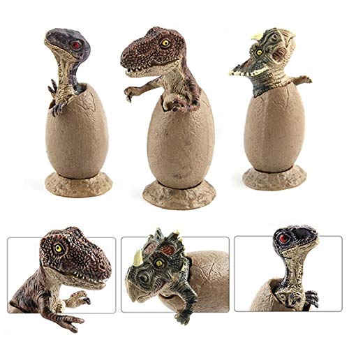 heya 3 Pcs/Set Dinosaur Eggs Model Tyrannosaurus Velociraptor Triceratops Hatching Educational Toy for Kids