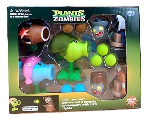 Plants vs Zombies Toys Package Set with Lights and Sounds - 3 Plants, 2 Zombies 9 Foam Balls (Option 1)