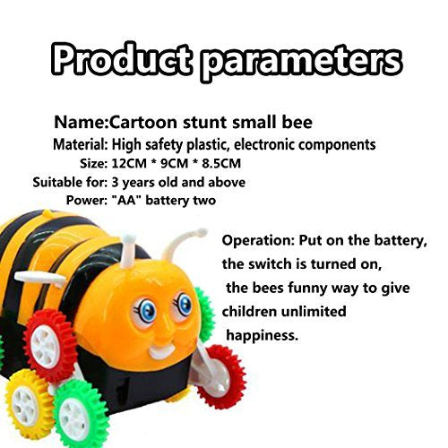 Electric Toy Cars Funny Bee Stunt Cars Skip Automatically Bucket Encounter Obstacle Flip Playing Outdoor or Indoor for Happy Children's Day Gift