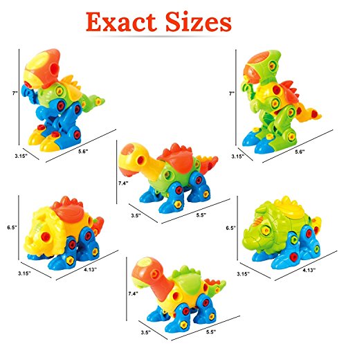 Dinosaur Toys Take Apart Toys With Tools - Pack of 6 Dinosaurs - Construction Engineering STEM