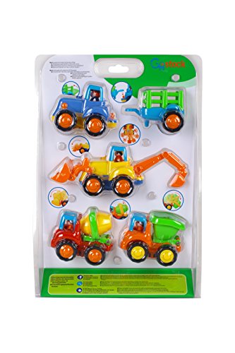 Friction Powered Cars Push and Go Car Construction Vehicles Toys Set of 4 Tractor,Bulldozer