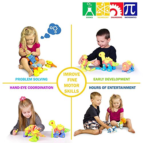 Take Apart Toys With Tools, Dinosaur Car Toys STEM Learning (153 pieces), Educational Construction