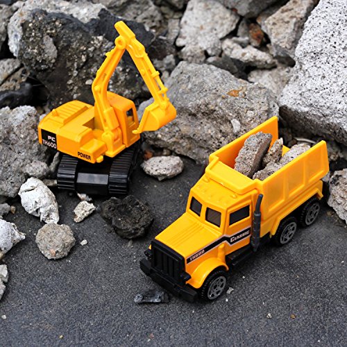 JellyDog Inertia Toy Early Engineering Vehicles Friction Powered Kids Dumper, Bulldozers,Set of 6