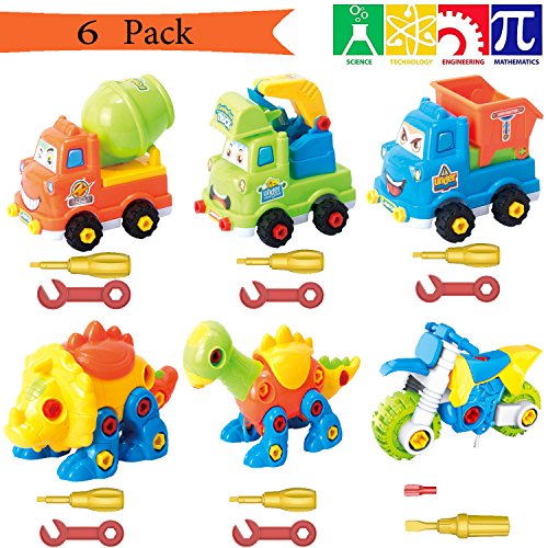 Take Apart Toys With Tools, Dinosaur Car Toys STEM Learning (153 pieces), Educational Construction