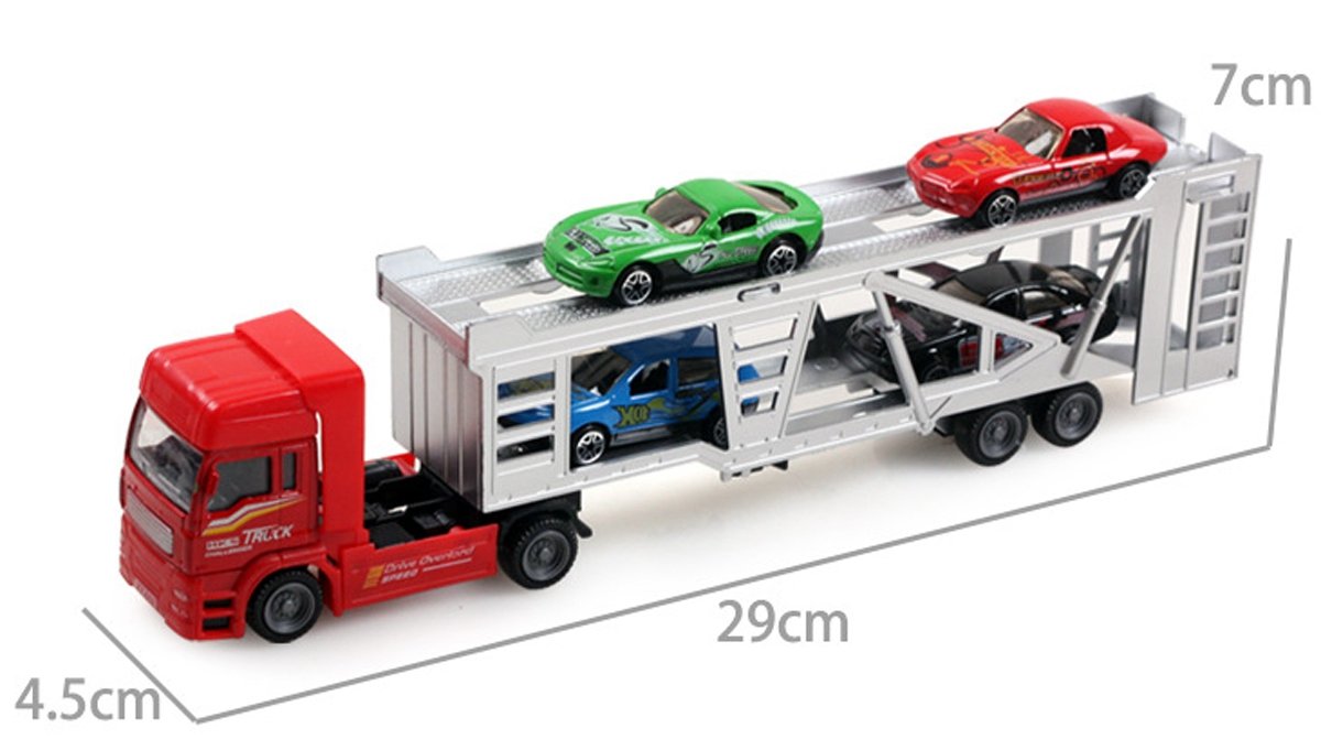 Aivtalk Transport Trailer Car Carrier Truck Toy for Boys (includes 4 Cars) - Multicolor