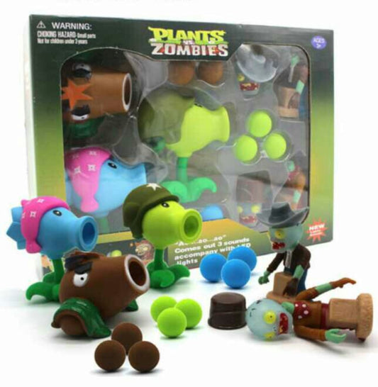 Plants vs Zombies Toys Package Set with Lights and Sounds - 3 Plants, 2 Zombies 9 Foam Balls (Option 1)