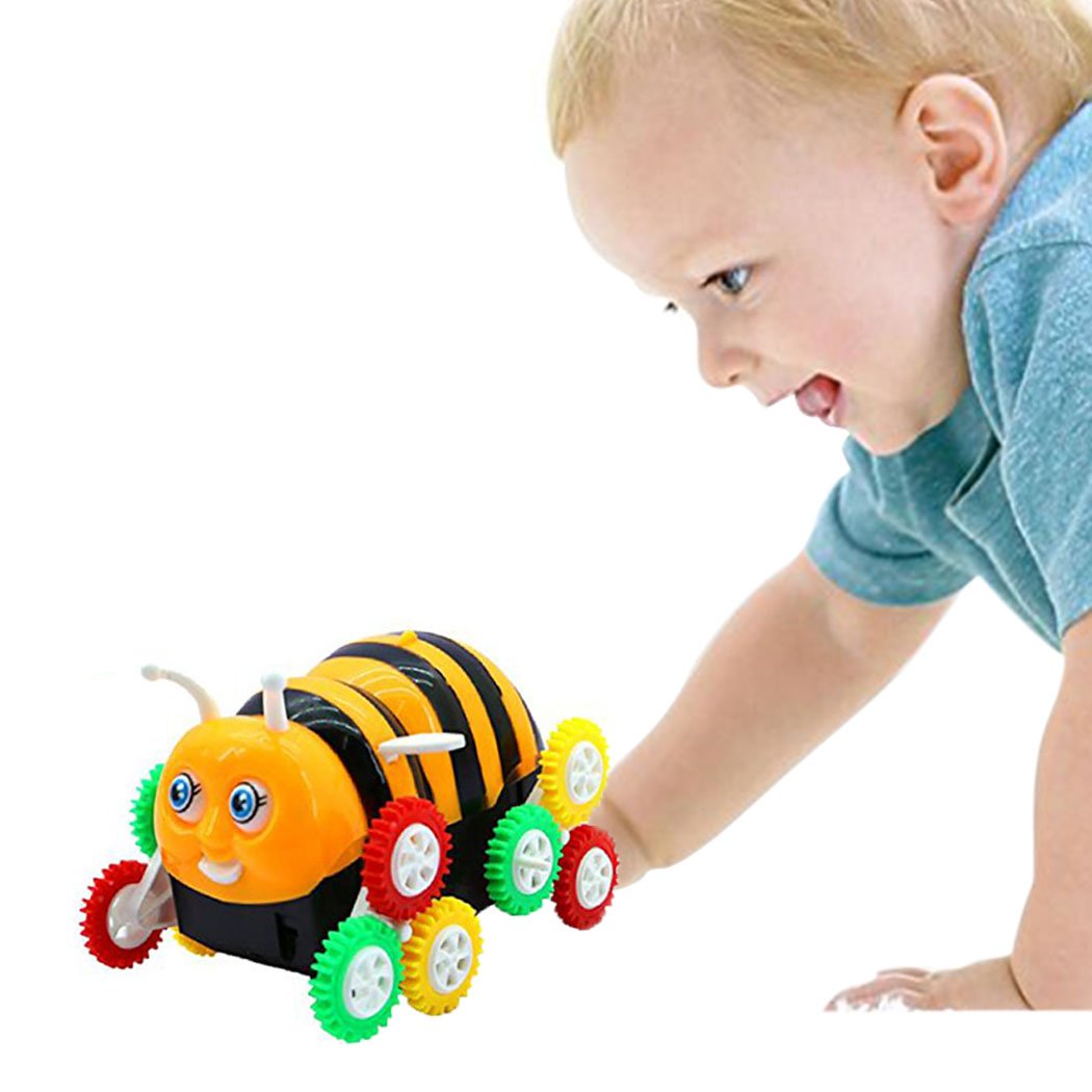 Electric Toy Cars Funny Bee Stunt Cars Skip Automatically Bucket Encounter Obstacle Flip Playing Outdoor or Indoor for Happy Children's Day Gift