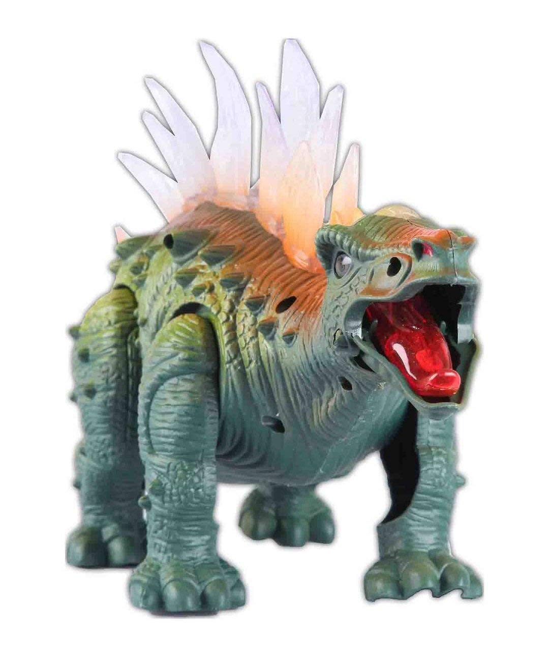 Electronic Walking Jurassic Stegosaurus Dinosaur Toy Figure with Swinging Tail Action, Roaring Sounds and LED Lights | Battery Operated Dinosaurs Gift for Kids Boys Girls