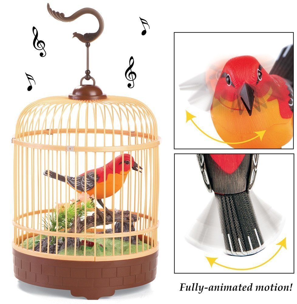 Singing & Chirping Bird Toy in Cage | Realistic Sounds & Movements | Sound Activated