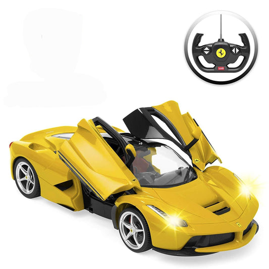 heya 27 MHz 1/14 Scale Kids Licensed Ferrari Model Remote Control Play Toy Car w/ Functioning Headlights, Taillights, Doors, 5.1 MPH Max Speed