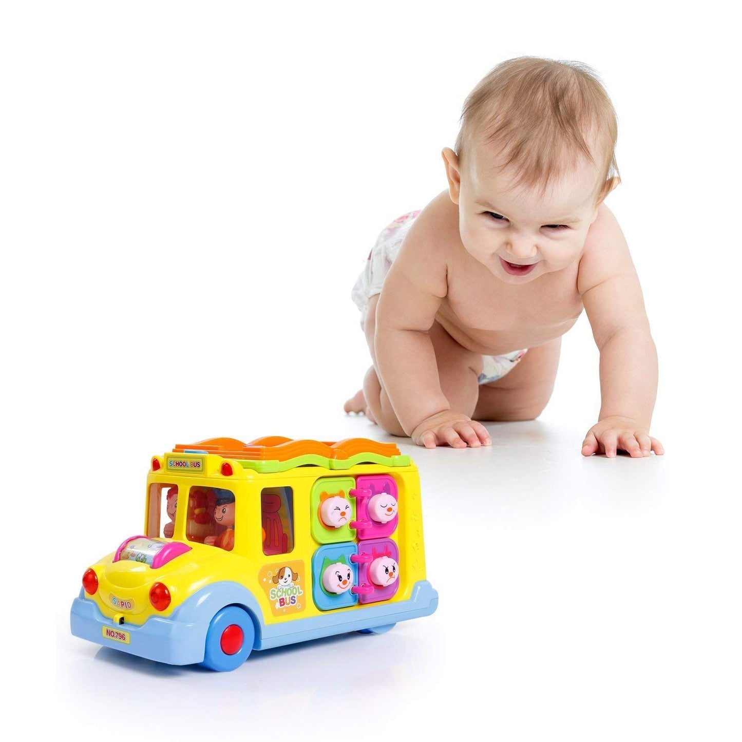 Interactive Yellow School Bus Musical Activity Toy Vehicle with Lights, Sounds & Music for Toddlers