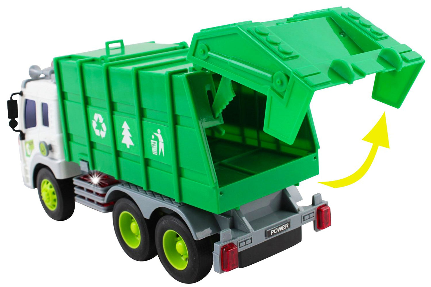 Friction Powered Sanitation Garbage Truck 1:16 Toy Vehicle with Lights and Sounds