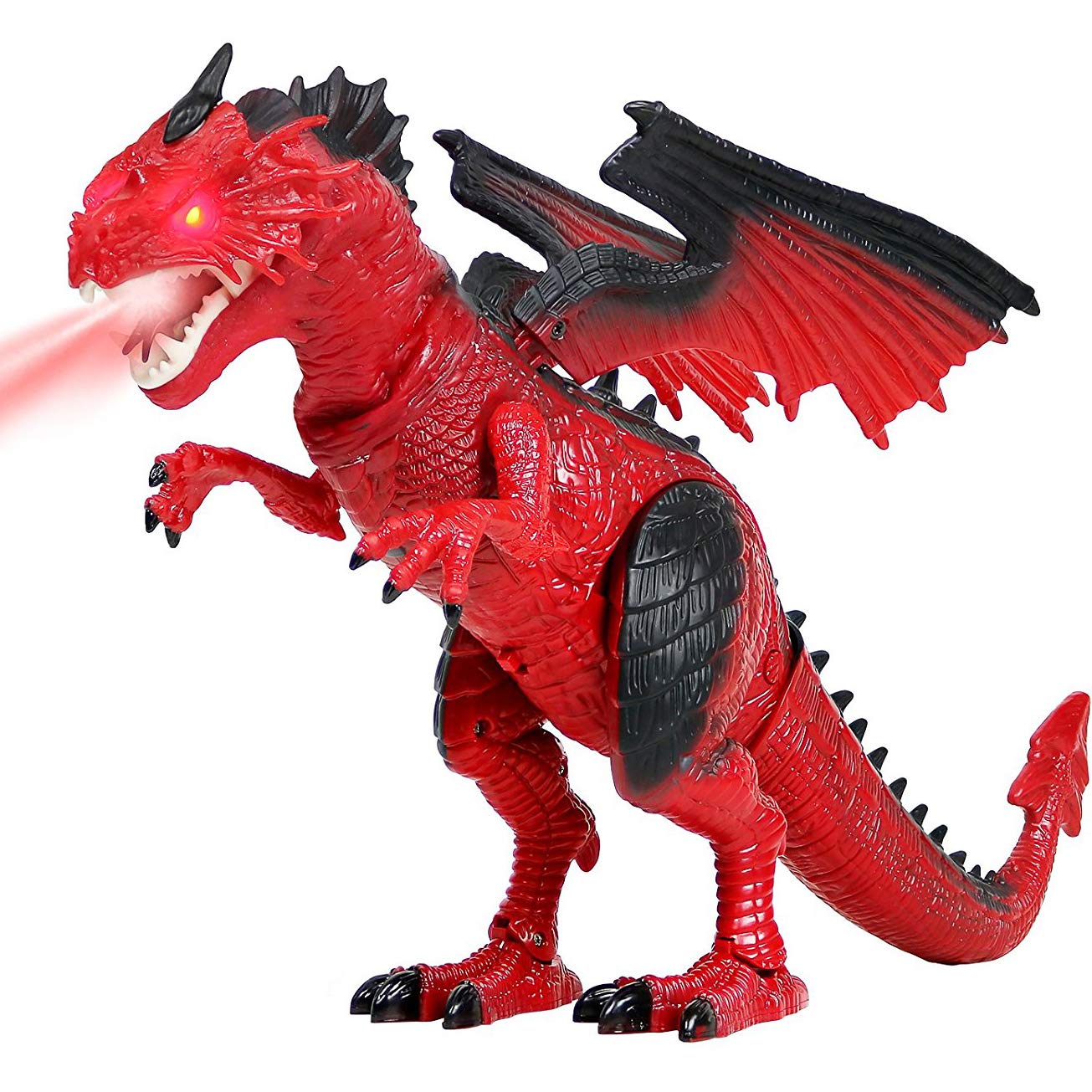 Dino Planet Remote Control R/C Walking Dinosaur Toy with Shaking Head, Light Up Eyes and Sounds (B/O Dragon)
