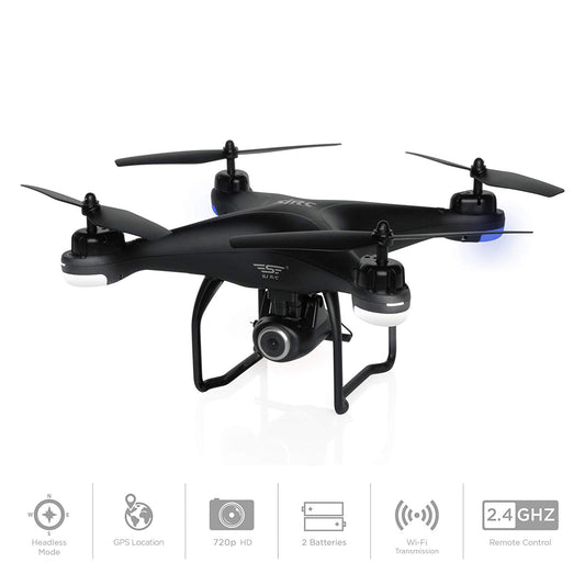 2.4G FPV RC Quadcopter GPS Drone w/ 720P Live HD Wifi Camera, VR Headset Compatible, Follow Mode, One-Key Takeoff/Landing, Auto-Return, Headless Mode, Altitude Hold, Extra Battery