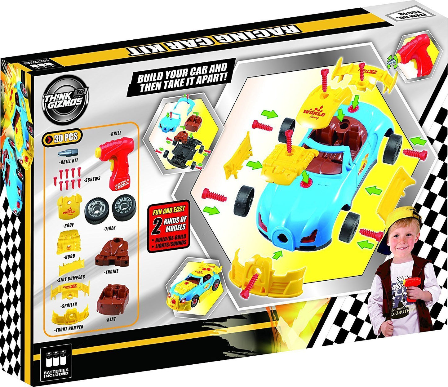 Think Gizmos Take Apart Toy Racing Car - Construction Toy Kit for Boys and Girls Aged 3 4 5 6 7 8 - Build Your Own Car Kit Updated Version 3 Exclusive to