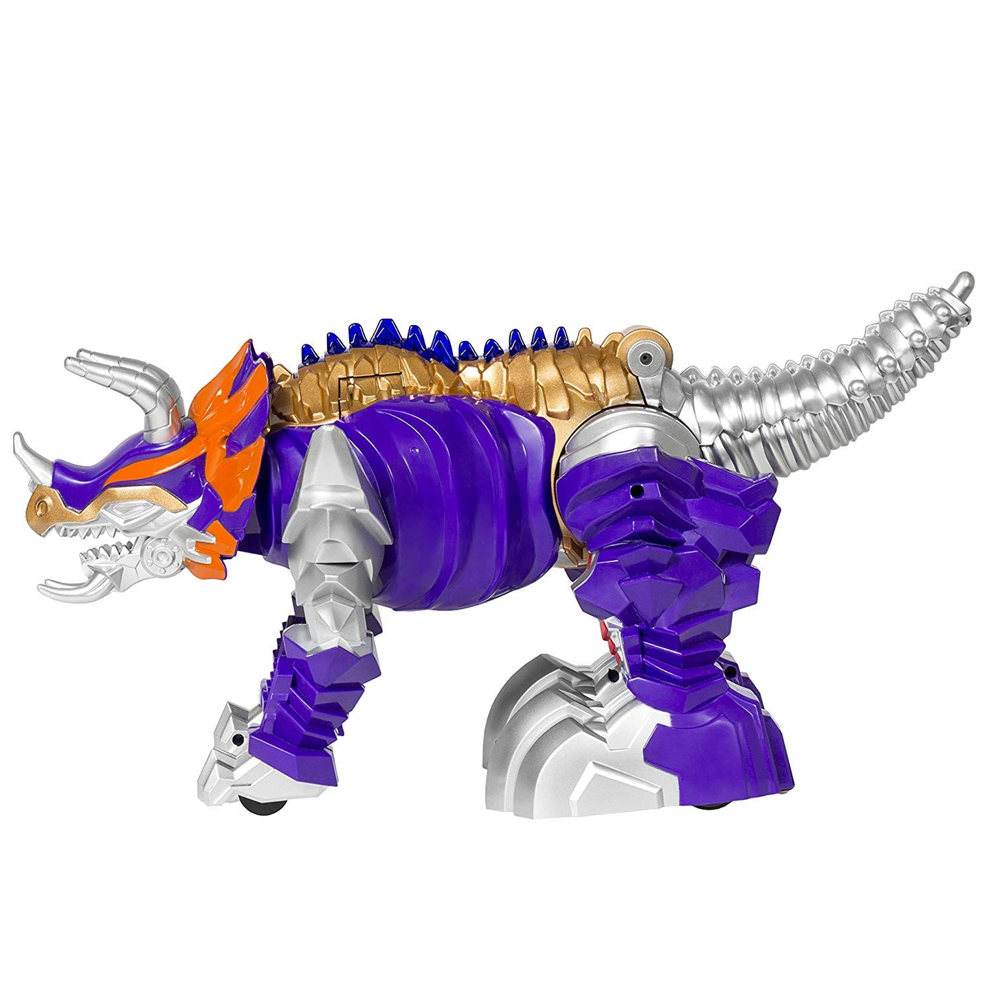 Kids Transformer Remote Control Robot Dinosaur Car w/USB Charger, Lights, and Sounds -Purple/Gold