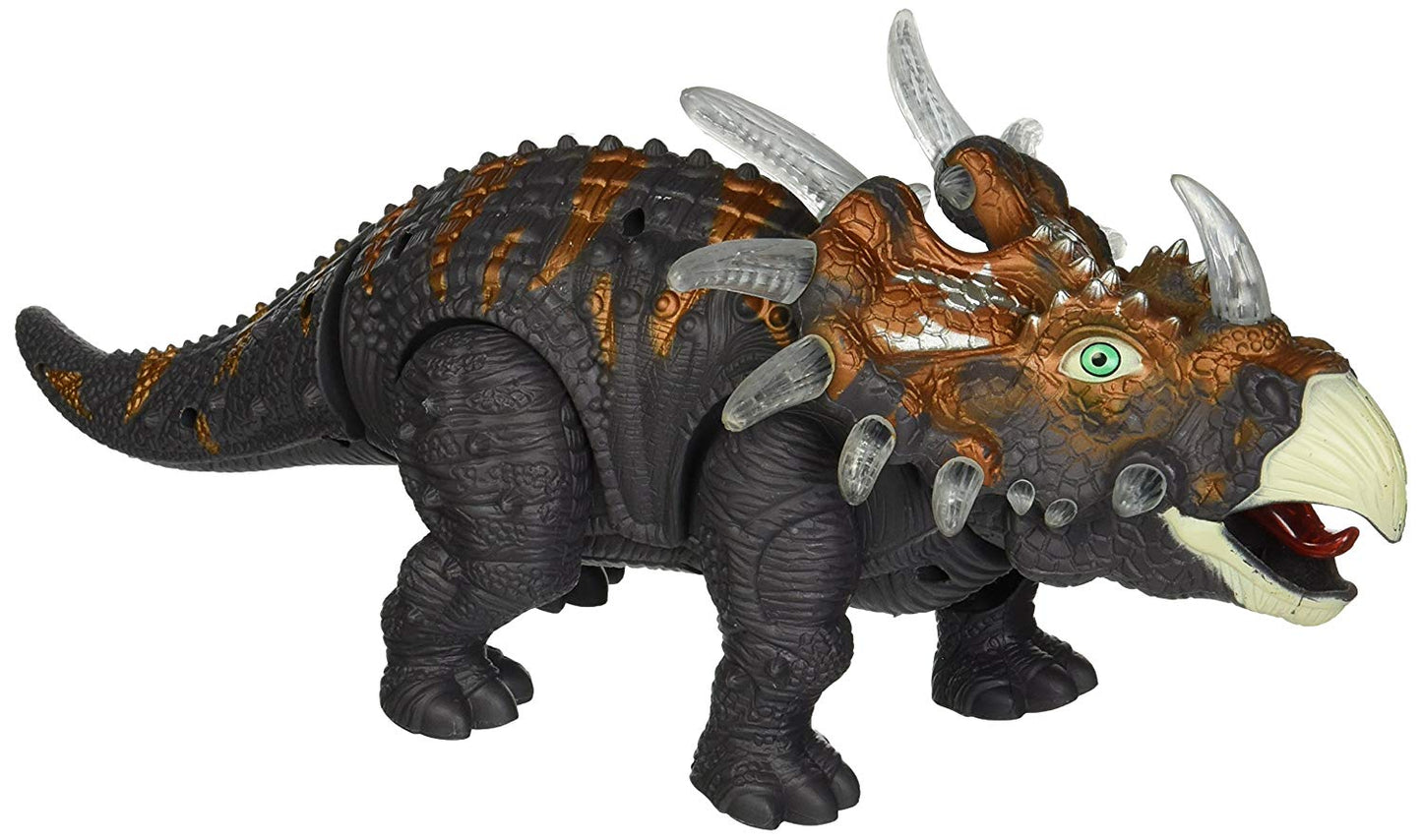Walking Dinosaur Triceratops Toy Figure with Many Lights & Sounds