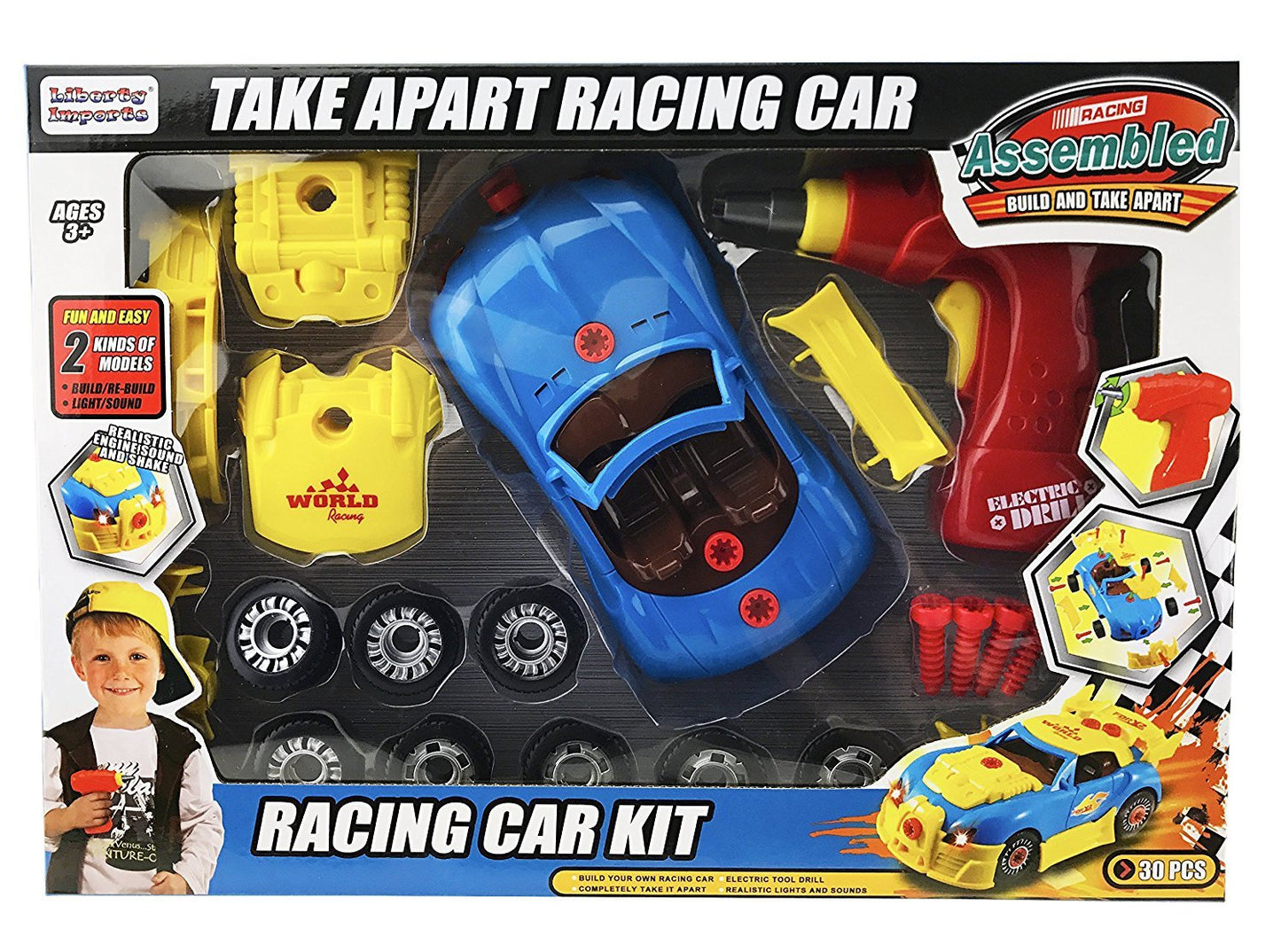 Kids Take Apart Toys | Build Your Own Racing Vehicle Toy Construction Playset | Realistic Sounds & Lights with Tools and Power Drill (Race Car)