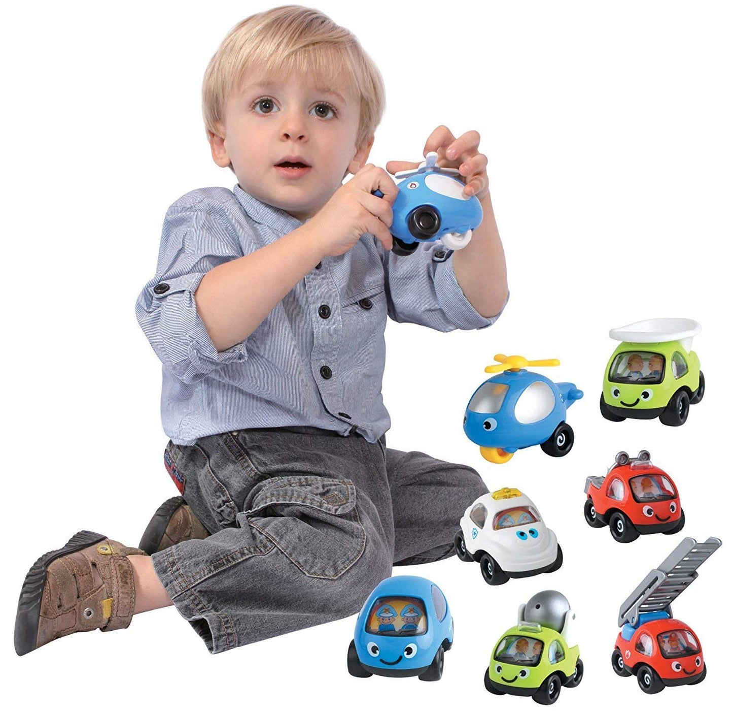 Cartoon Cars and Trucks Play Vehicles Set for Toddlers (6-Pack)