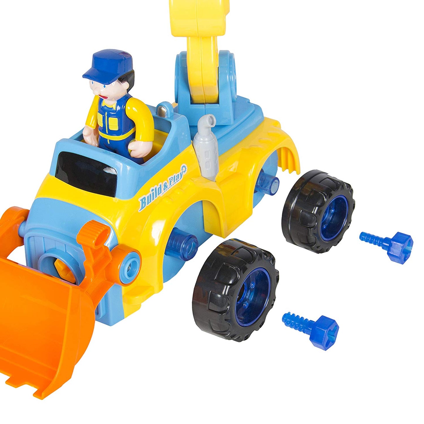 Kids Toy Electronic Construction Bulldozer Excavator Truck w/ Tools, Lights, and Music -Multicolor