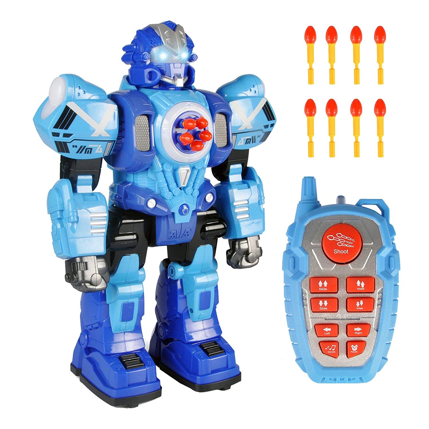 Large Remote Control Robot Toy for Kids - RC Robot Shoots Darts, Walks, Talks, and Dances (10 Functions)