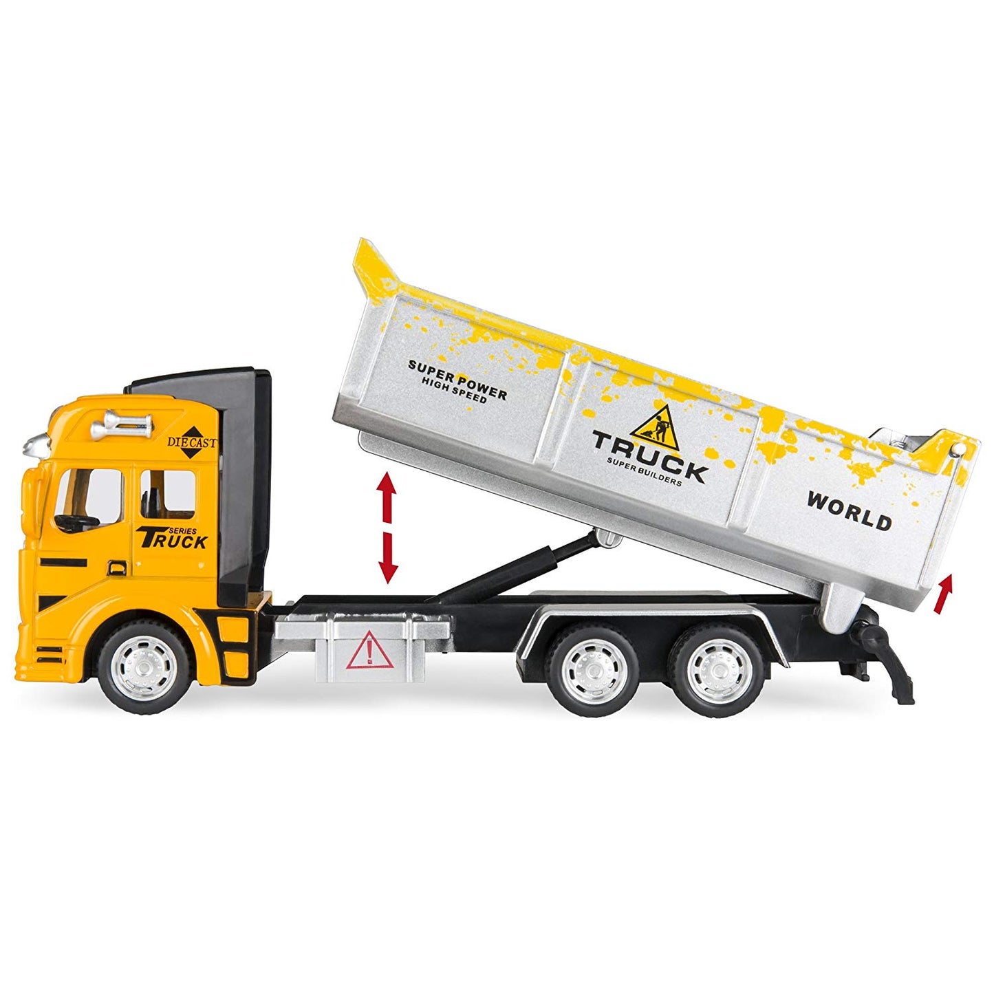 7.5in Set of 3 Friction-Powered Construction Toy Trucks w/ Excavator, Dump Truck, Cement Truck