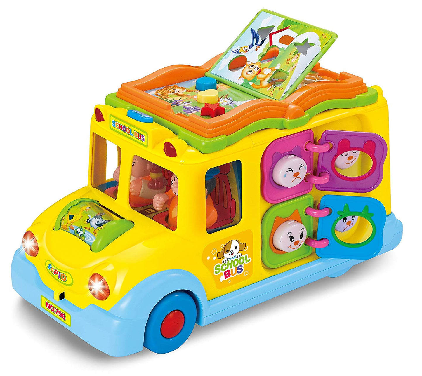 Interactive Yellow School Bus Musical Activity Toy Vehicle with Lights, Sounds & Music for Toddlers