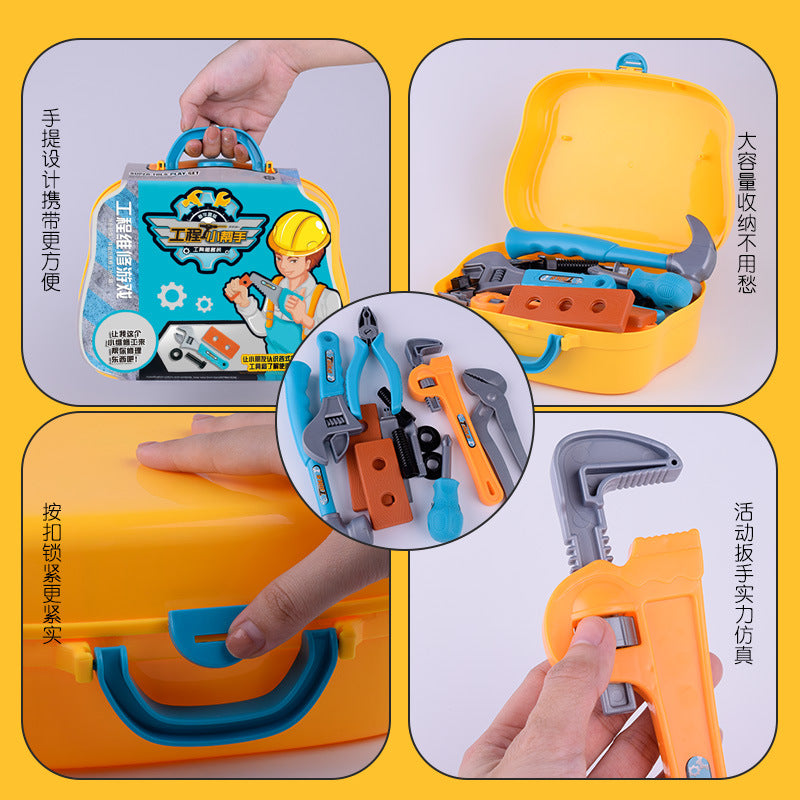 Children's home hand-held toolbox set simulation disassembly repair tool screw screw electric drill boy toy