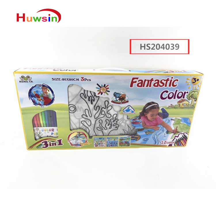 HS204039, Huwsi Toys, 3in1 drawing set,12color, Educational toy