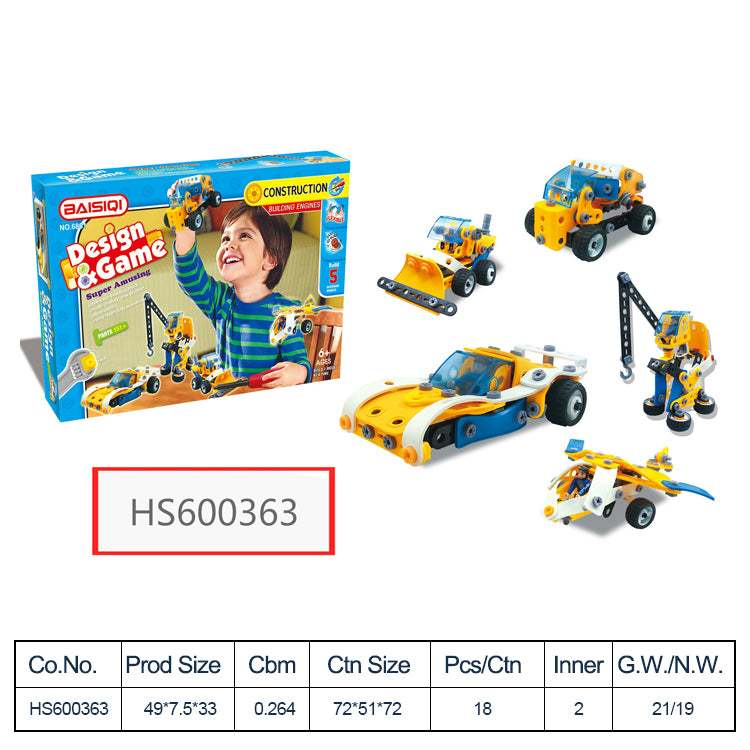 HS600363, HUWSIN toy, New Design Car & Building DIY block for kids