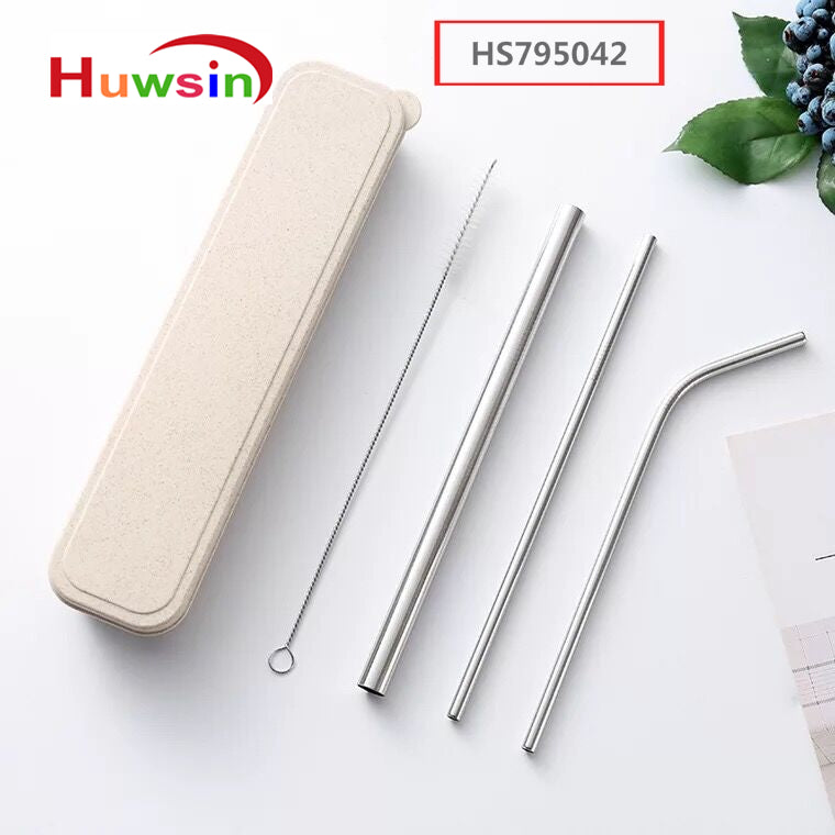 HS795042, Yawltoys, Wholesale Custom Logo Reusable Stainless Steel Drinking Straws, Metal Straw with brush