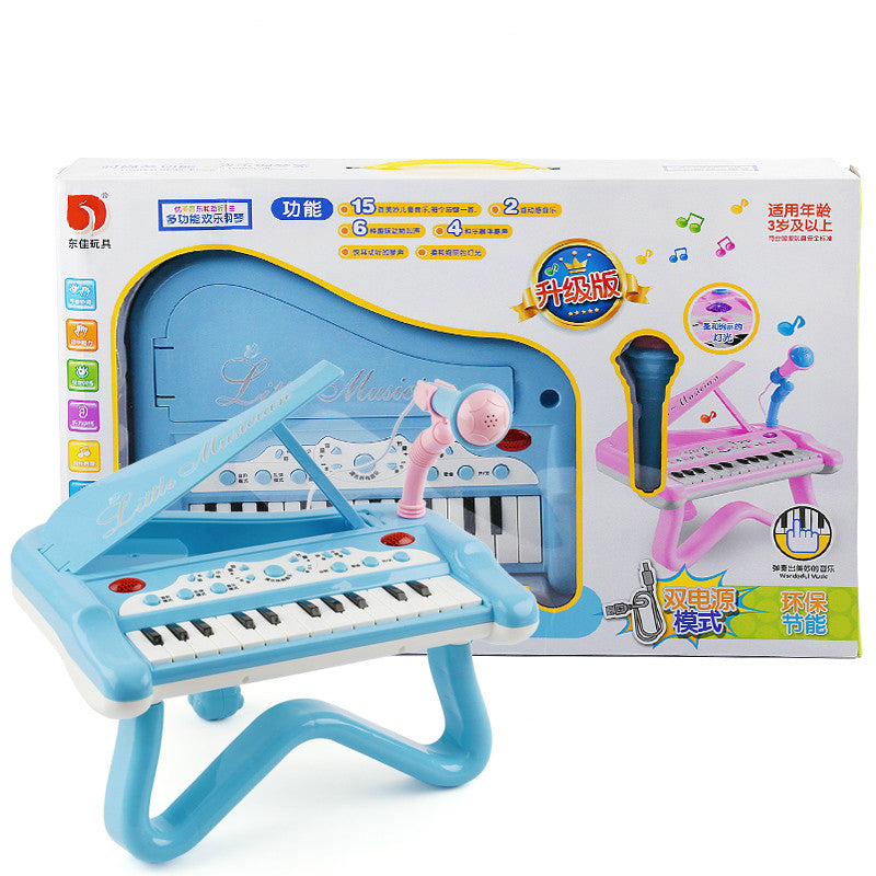 Children's simulation multi-function electronic piano, light music, microphone, microphone, 1-3 year old male and female piano toys