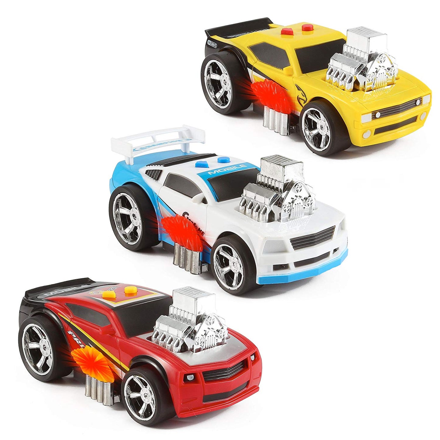 3-in-1 True Hero Vehicles Kids Toy Cars PlaySet | 3-Button LED Light & Sound Effects (Emergency Vehicles)