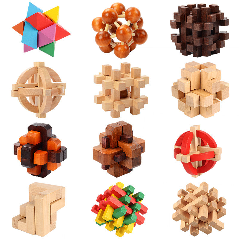 Kong Ming Luban Lock Chinese Traditional Toy Unique 3D Wooden Puzzles Classical Intellectual Wooden Cube Educational Toy gift