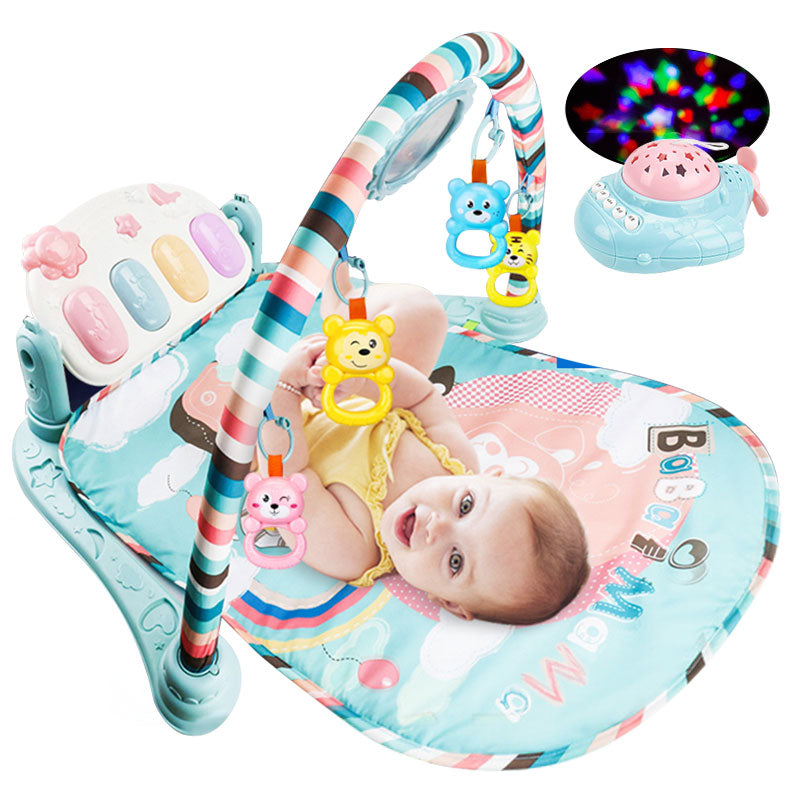 meibeile Musical Baby Rugs Multifunctional Piano Fitness Rack Educational Toys for Infant Gym with Projection Plane Mirror