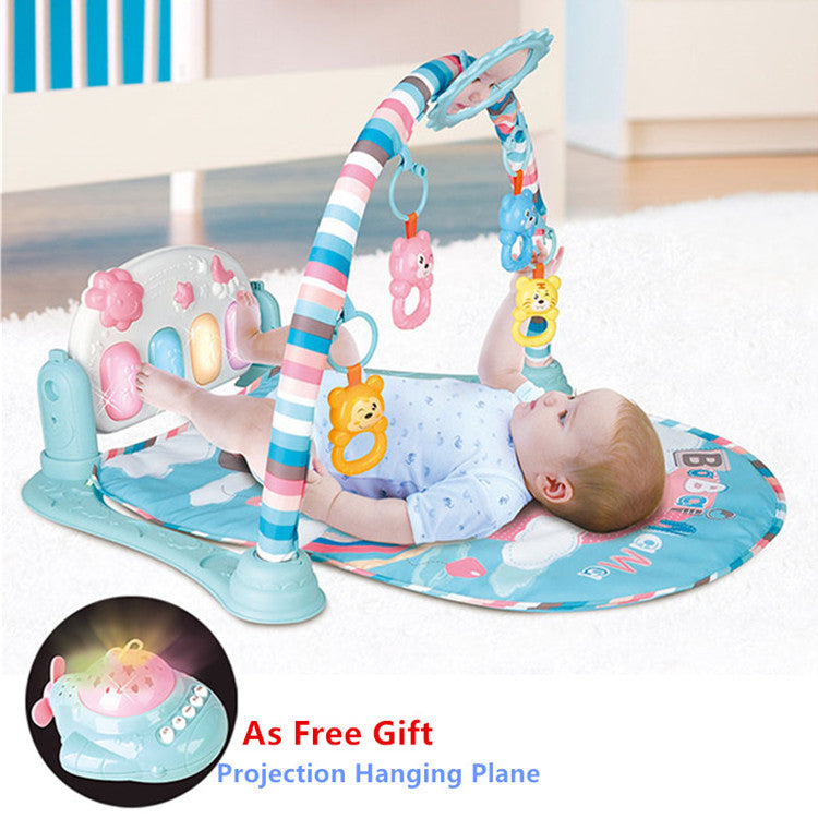 meibeile Musical Baby Rugs Multifunctional Piano Fitness Rack Educational Toys for Infant Gym with Projection Plane Mirror