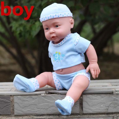 heya 41CM Baby Kids Reborn Baby Doll Soft Vinyl Silicone Lifelike Sound Laugh Cry Newborn Baby Toy for Boys Girls Birthday Gift