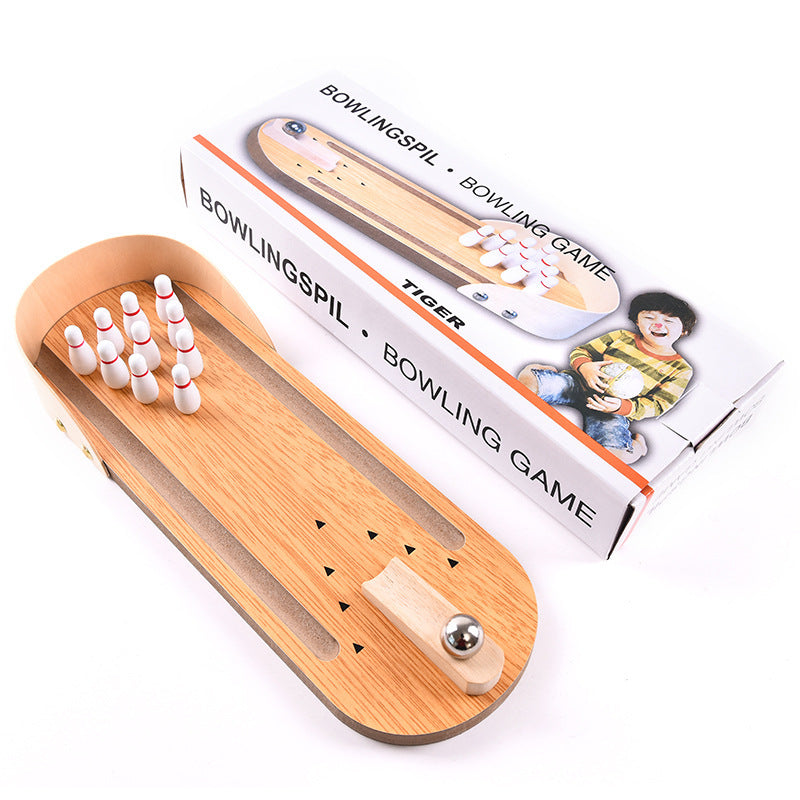 Mini Wooden Desktop Figurines Miniatures Bowling Game Teenager Interesting Finger Game Relieves Anxiety Gift For Children Adults